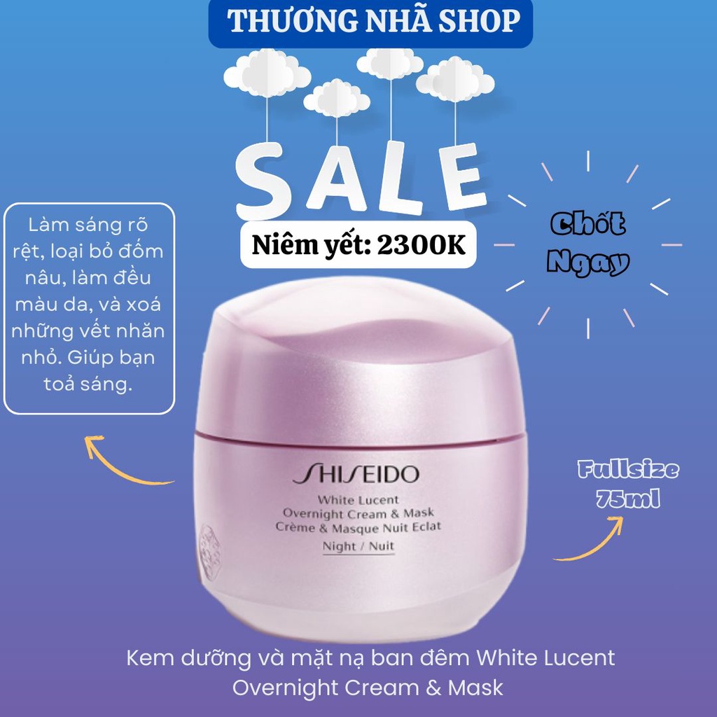 Kem dưỡng và mặt nạ trắng da ban đêm White Lucent Overnight Cream & Mask Fullsize 75ml
