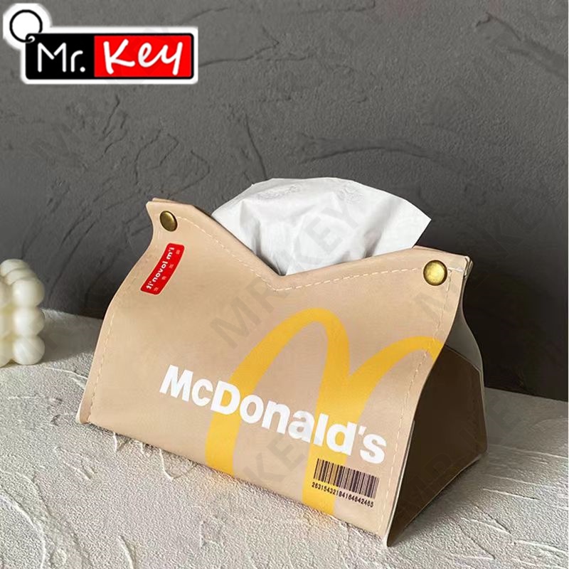 Hộp Đựng Khăn Giấy Bằng pu Phong Cách Mcdonald 'S Sáng Tạo Để Bàn Trang Trí Xe Hơi