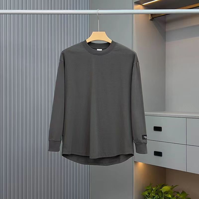 Áo Thun Tay Dài Cổ Tròn Dáng Rộng Màu Sắc Đơn Giản Thời Trang Cho Nam