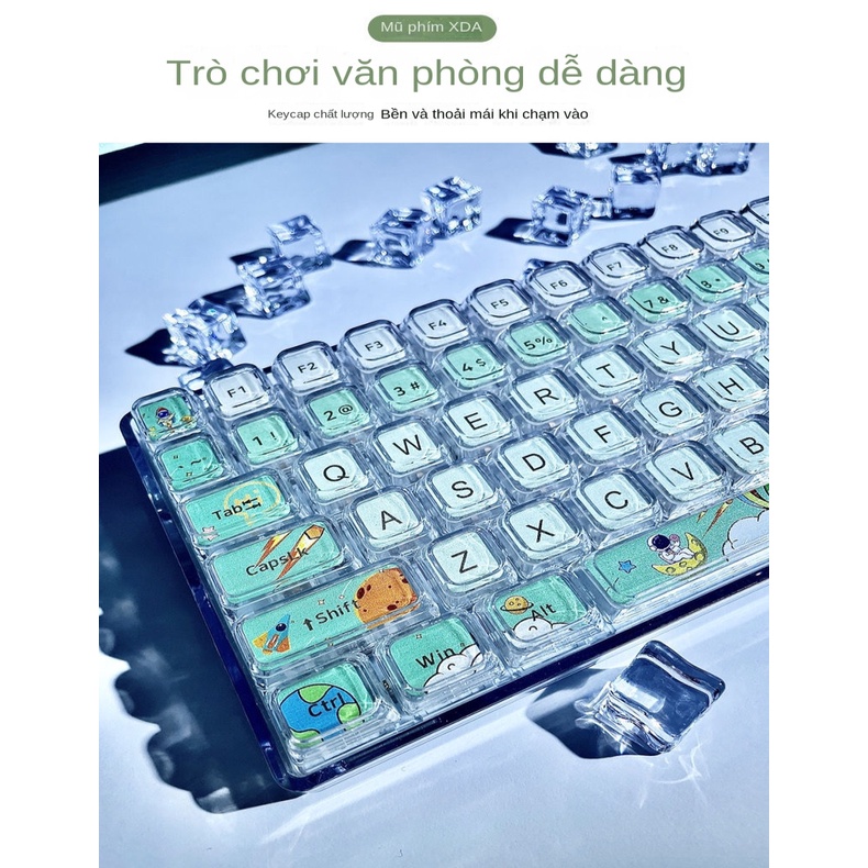 Keycap phi hành gia, keycaps 84 phím, XDA cao 9,5mm, nhuộm thăng hoa PBT, thích hợp cho bàn phím phím 87/68/84/104/108
