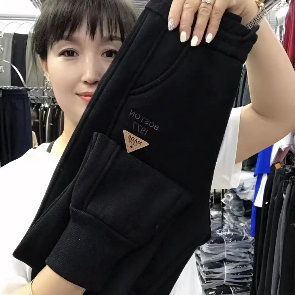 Quần cotton Len Lông Cừu Thuần Khiết Dày Dặn Lưng Cao Thấm Hút Mồ Hôi Giữ Ấm Mùa Thu Đông Cho Nữ