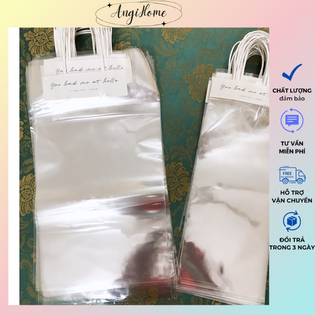 TÚI KÍNH, TÚI TRONG QUAI GIẤY ĐỰNG HOA TƯƠI, HOA SÁP NHIỀU SIZE QUÀ TẶNG XINH XẮN NHỎ GỌN TIỆN LỢI A