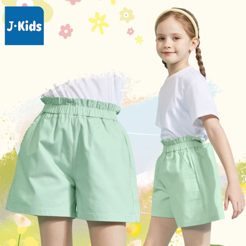 Quần đùi bé gái J-Kids quần short cho bé cạp chun co giãn chất kaki mềm mịn thoáng mát QT006