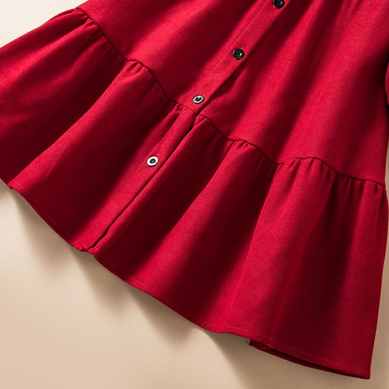 Gmn Đầm Công Chúa Thắt Nơ Lớn Màu Đỏ Phong Cách Hàn Quốc Thời Trang Xuân Thu Năm Mới 2023 Dành Cho Bé Gái