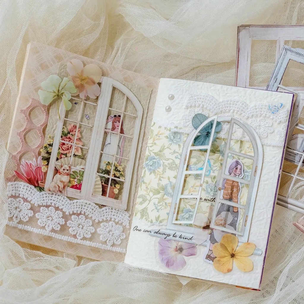 Set 10 Miếng Dán Trang Trí Cửa Sổ / Thân Cây / Sổ Hình Tạp Chí diy