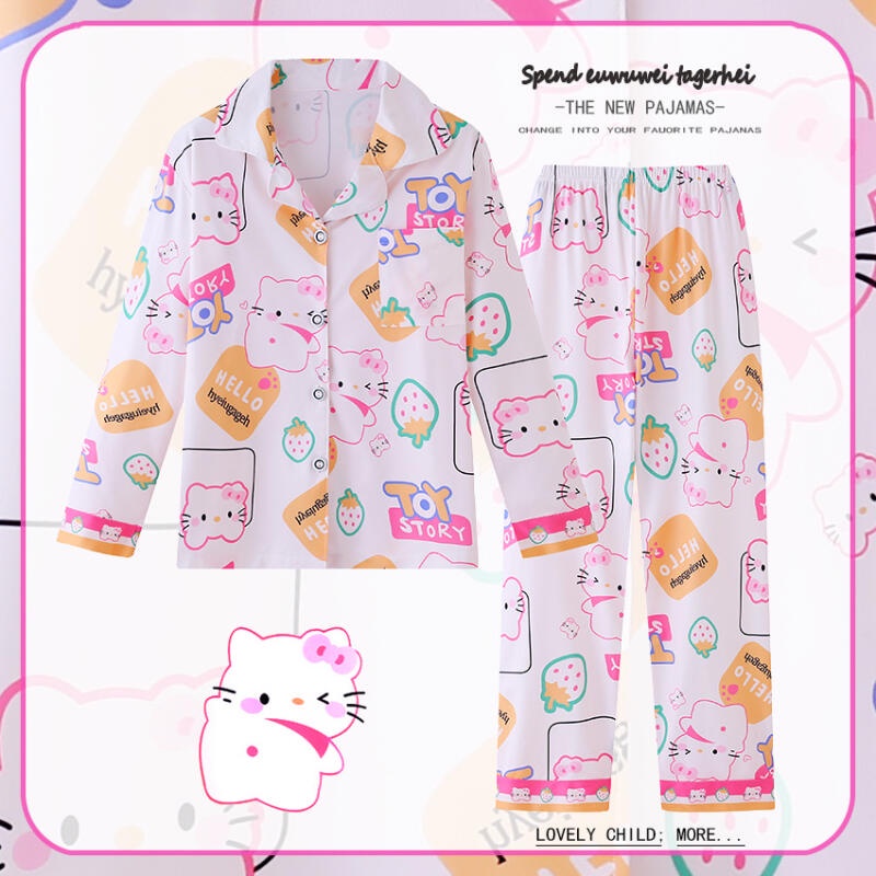 Lotso Bộ Đồ Ngủ Pijama Tay Dài In Họa Tiết kuromi Dễ Thương Thời Trang Mùa Thu Cho Bé Gái