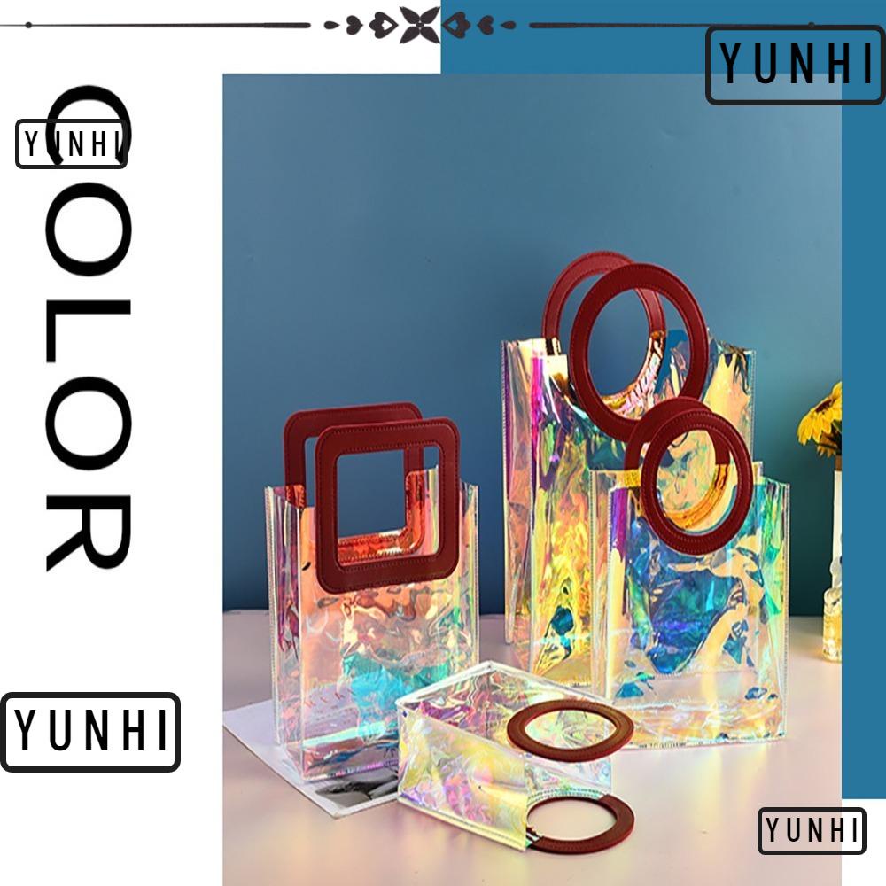 Yunhi Túi Mua Sắm Trong Suốt Hình Vuông / Tròn Tay Cầm Bằng pvc Chống Nước