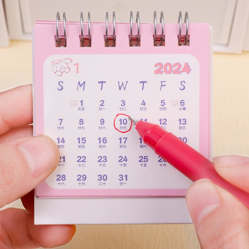 Lịch Để Bàn mini Dạng Lật Dễ Thương Trang Trí Nhà Cửa / Văn Phòng / Lập Kế Hoạch Hàng Tháng / 2024