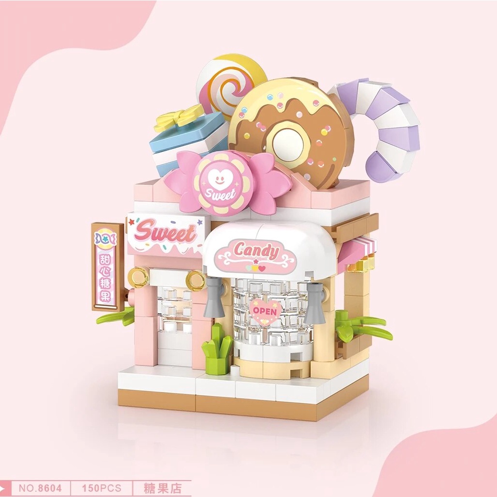 Khối Đồ Chơi Khối mini Thời Trang Cửa Hàng Quan Sát Đường Phố Cửa Hàng Kẹo Quán Cà Phê Cửa Hàng Cà Phê Làm Quà Tặng Sinh Nhật mini Để Bàn Trang Trí