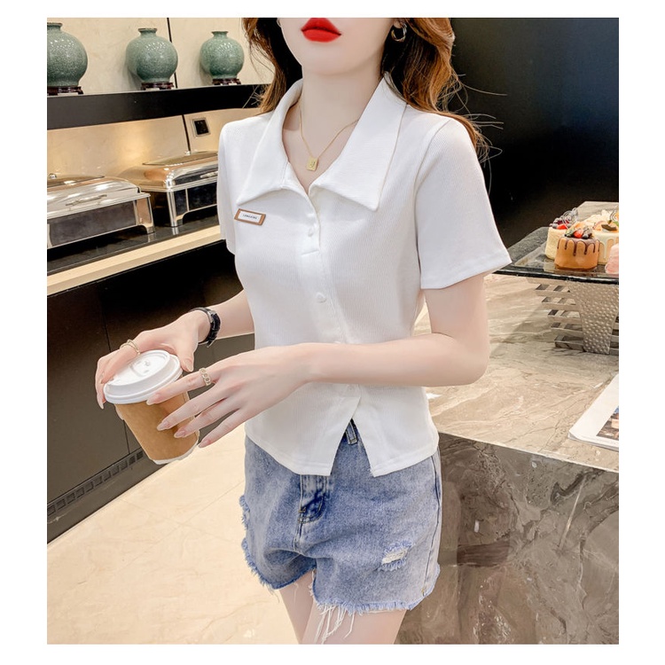 Áo polo Tay Ngắn Dáng Ôm Dễ Phối Đồ Thời Trang Cho Bạn Gái