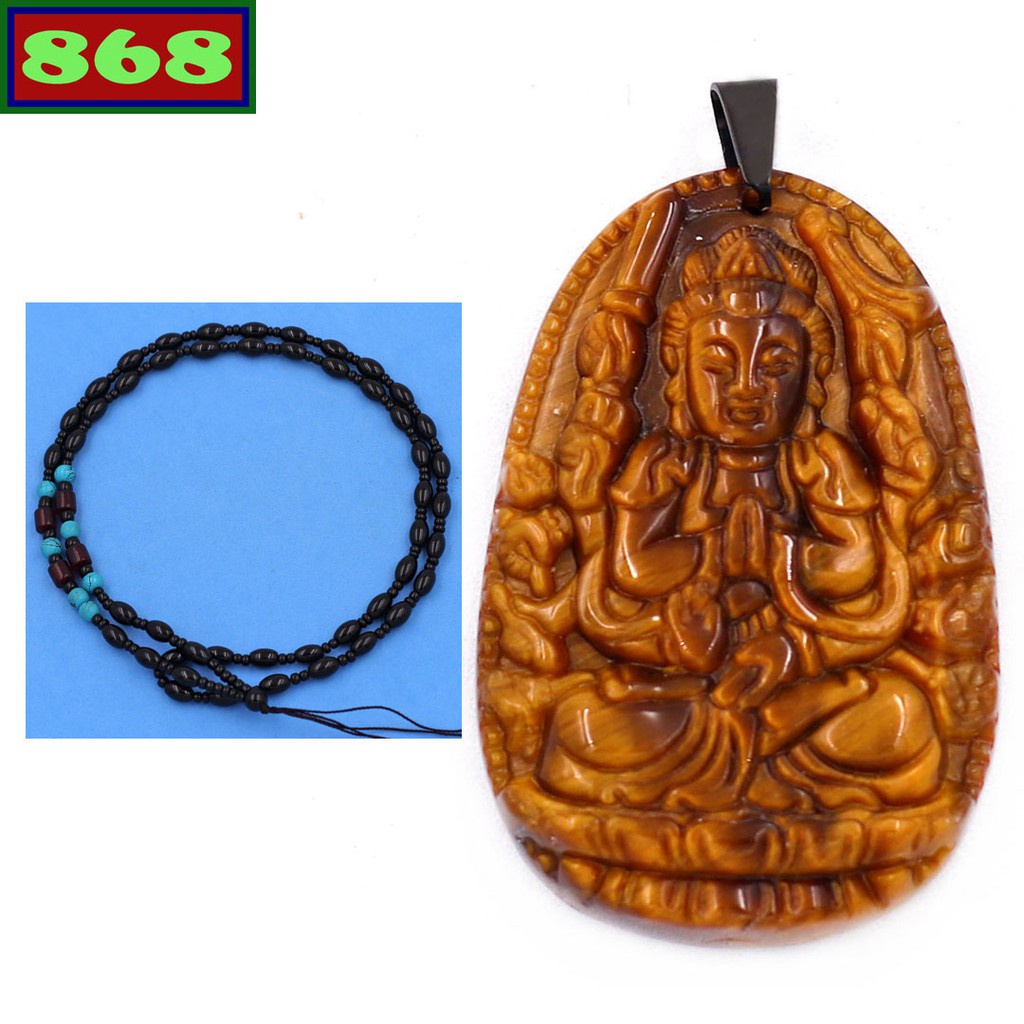 Mặt phật Thiên thủ thiên nhãn đá hổ 3.6 cm, Quan âm nghìn tay nghìn mắt