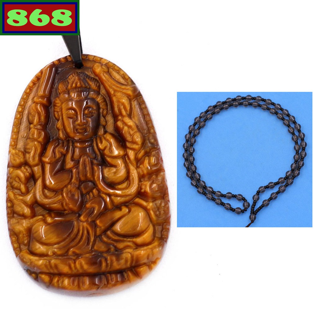 Mặt phật Thiên thủ thiên nhãn đá hổ 3.6 cm, Quan âm nghìn tay nghìn mắt