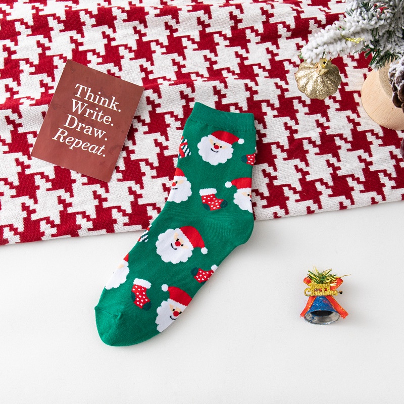 Vớ cotton Thu Đông Cỡ Lớn In Họa Tiết Giáng Sinh Dễ Thương Thời Trang Cho Nữ