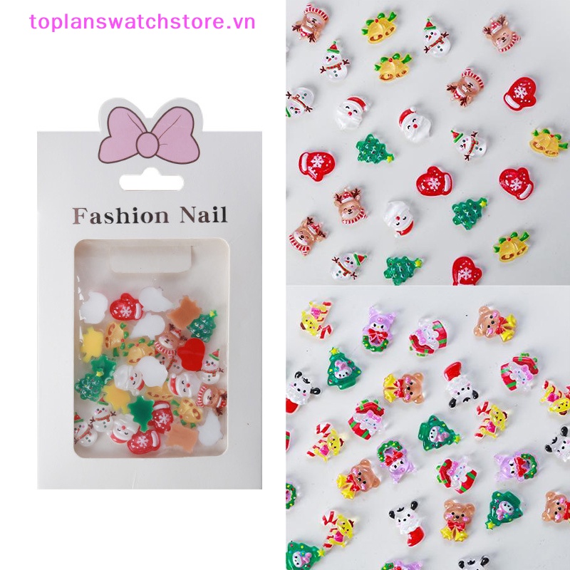 SANRIO Set 30 Phụ Kiện Trang Trí Móng Tay 3d Chủ Đề Giáng Sinh Đáng Yêu