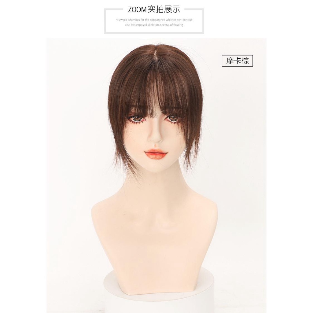 Miếng Dán Tóc Giả Màu Trắng Tự Nhiên Che Phủ Tóc Mái Bằng Lông Thú Thay Thế Dành Cho Bạn Nữ