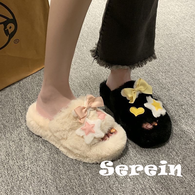 Serein  dép lông dép bông Đế Dày dép quai hậu đế cao 2023 hot trend Chống trơn trượt Điểm nhấn Kiểu dáng độc đáo Đế linh hoạt FMR23B0414 44Z231103