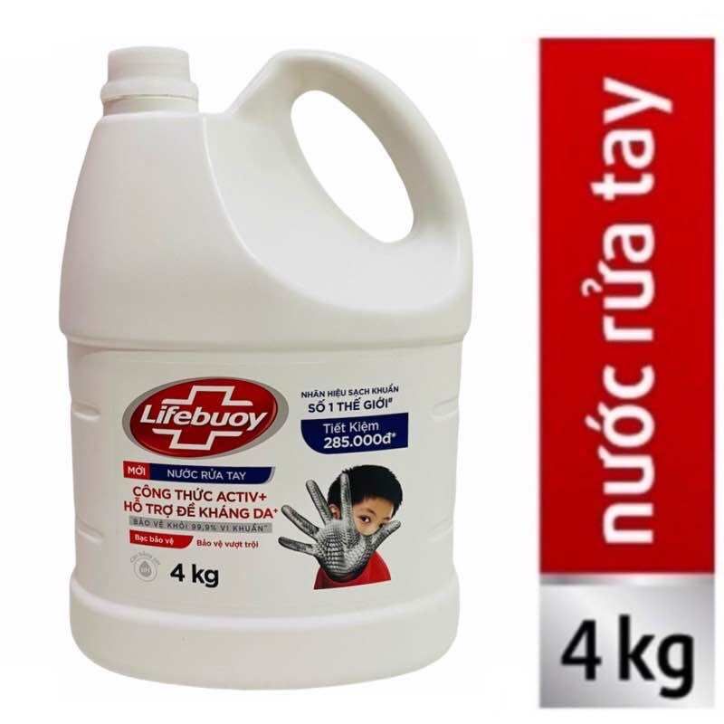 Nước Rửa Tay LIFEBUOY Diệt Khuẩn 99% 4kg Bảo Vệ Vượt Trội Can nhựa lớn Big size