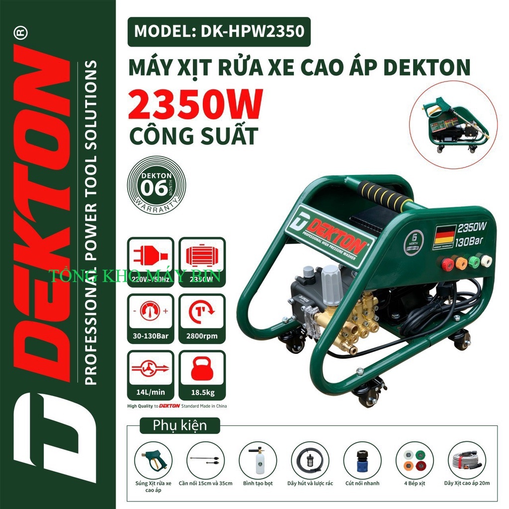 Máy Rửa Xe Dekton DK-HPW2350 / 2350W / TẶNG NỐI NHANH/ (Chuyên Nghiệp) chính hãng .....