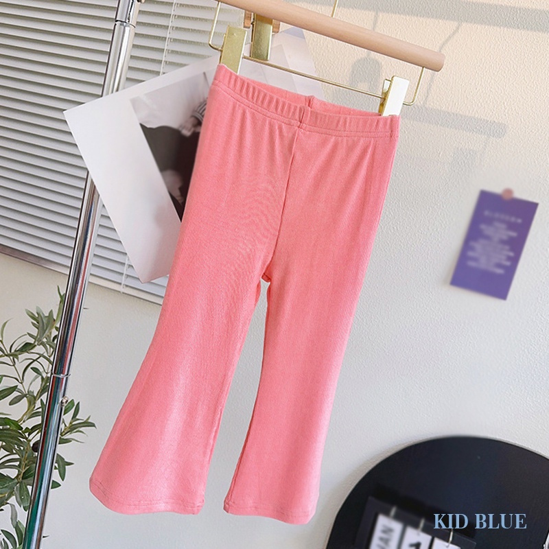 Bộ Áo Thun Mềm Ngắn Tay + Quần Dài Màu Sáng Phong Cách Hàn Quốc Thời Trang Mùa Hè Cho Bé Gái