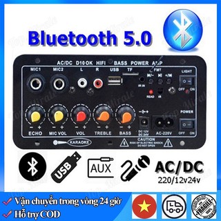【Hàng giao ngay】D10 Bảng khuếch đại âm thanh Bluetooth 400W Subwoofer Mô-đun khuếch đại micro kép 4 Ohm 8-12 inch Loa