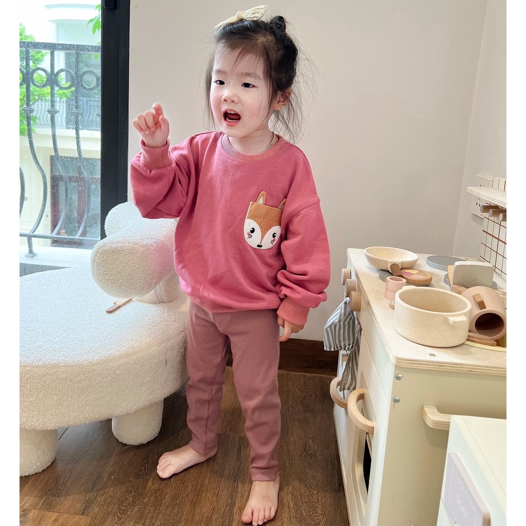 ✨MALINHKID✨BN032- Bộ nỉ cái mix legging trẻ em VNXK