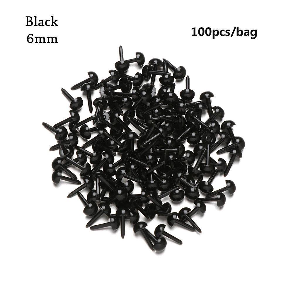Set 100 Mắt Nhựa Cong Màu Đen Kích Thước 3mm / 4mm / 5mm / 6mm Cho Búp Bê