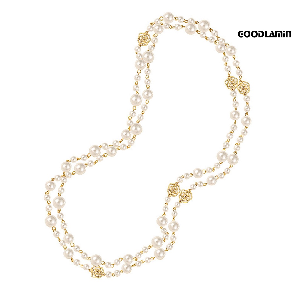 Vòng cổ Dài Nhiều Lớp Đính Ngọc Trai Giả Thanh Lịch