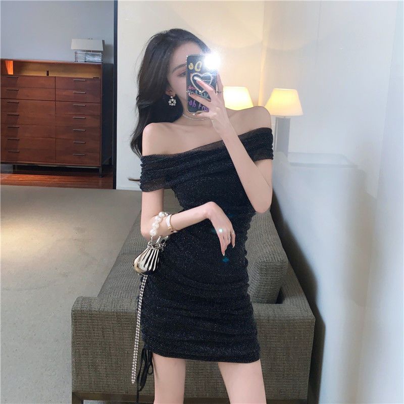 Đầm Trễ Vai Thiết Kế Dây Rút Eo Thời Trang Quyến Rũ Cho Nữ