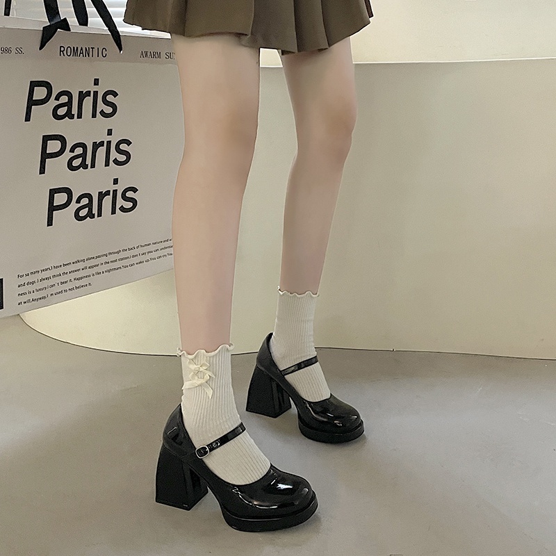 Giày Mary Jane Gót Vuông 9cm Thời Trang tiểu thư duyên dáng hàng có sẵn chuẩn size, mũi giày thon nhỏ