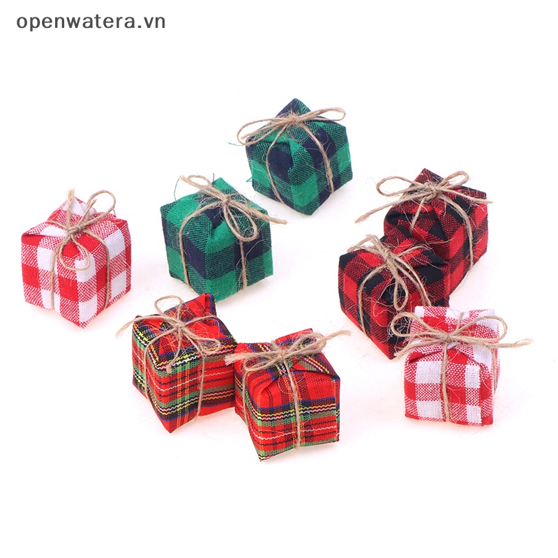 Set 2 / 4 Hộp Quà Bằng Vải Lanh cotton Cho Nhà Búp Bê Tỉ Lệ 1 / 12
