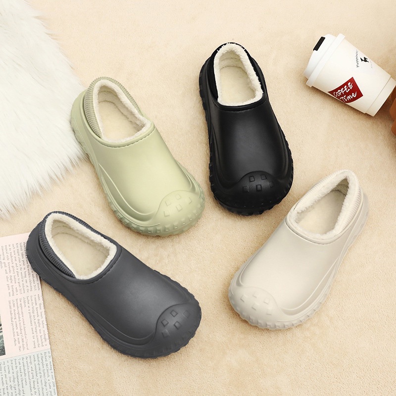 Dép Bông Đi Trong Nhà cotton Đế Dày Chống Nước Giữ Ấm Mùa Đông Phong Cách Mới Cho Cặp Đôi