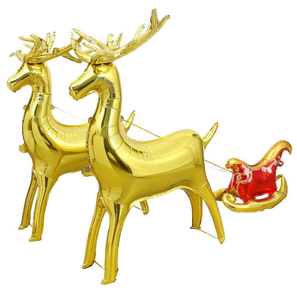 Muvako Bong Bóng Lá Vàng Hình Hươu Có Giá Đỡ Bơm Hơi Đứng Để Trang Trí Tiệc Giáng Sinh / Nhà Ở / Tiệc Tùng