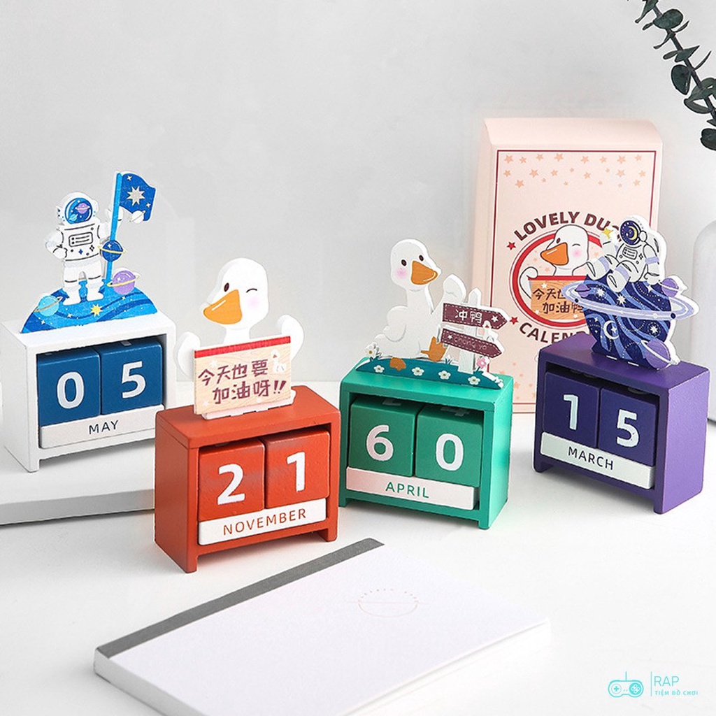 Lịch khối gỗ để bàn lịch 2024 nhiều màu sắc đặt bàn làm việc, bàn học, quà tặng-Carrot.stu