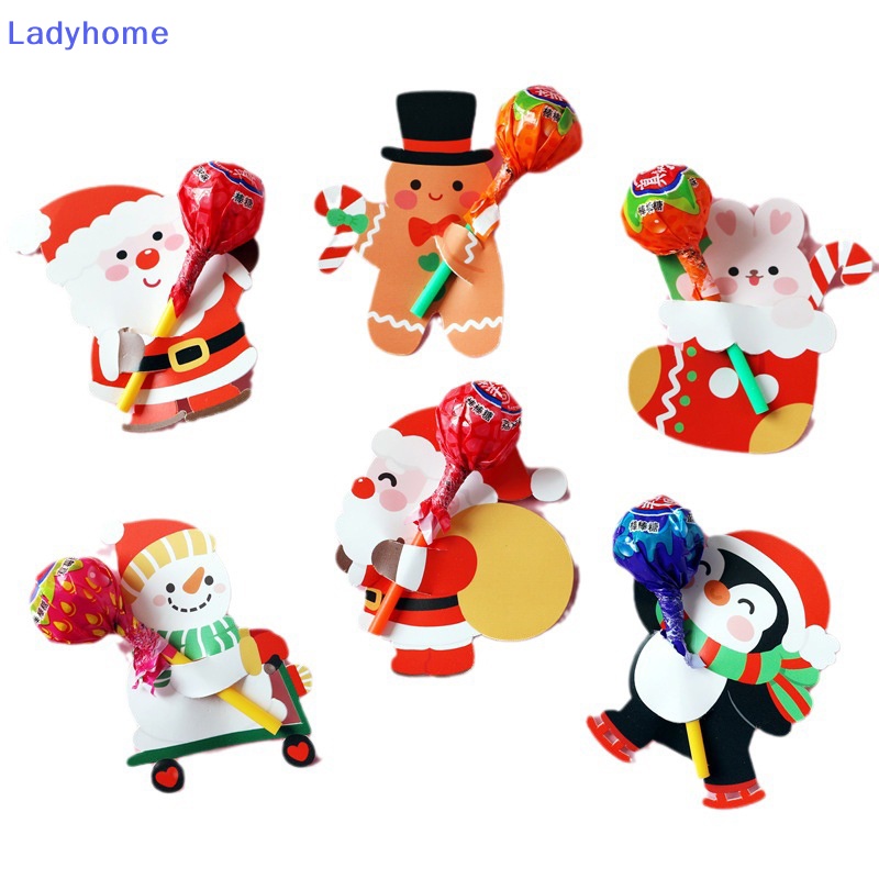 Set 50 Thẻ Giấy In Hình Kẹo Mút / Ông Già Noel Hoạt Hình Trang Trí Giáng Sinh diy