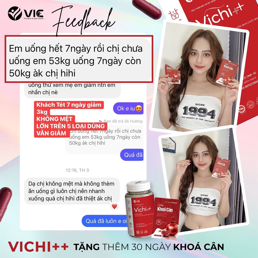 Giảm cân Vichi ++ viên uống thảo mộc tư nhiên an toàn chính hãng dành cho cơ địa khó giảm