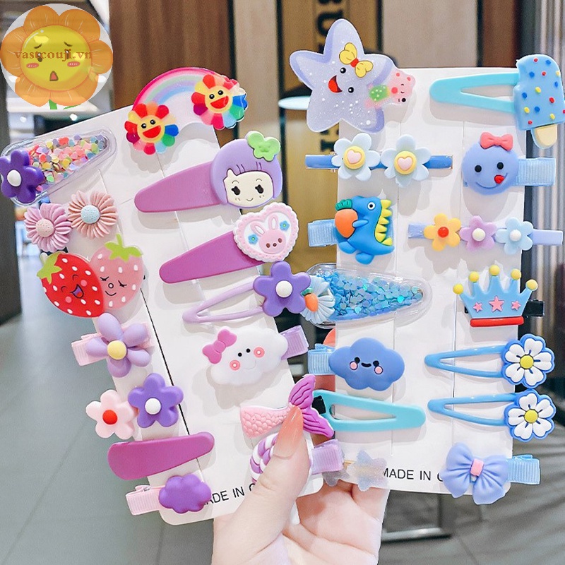 Vastji set 14 Kẹp Tóc Hình Hoa / Động Vật Nhiều Màu Đáng Yêu Phong Cách Hàn Quốc Cho Bé vn