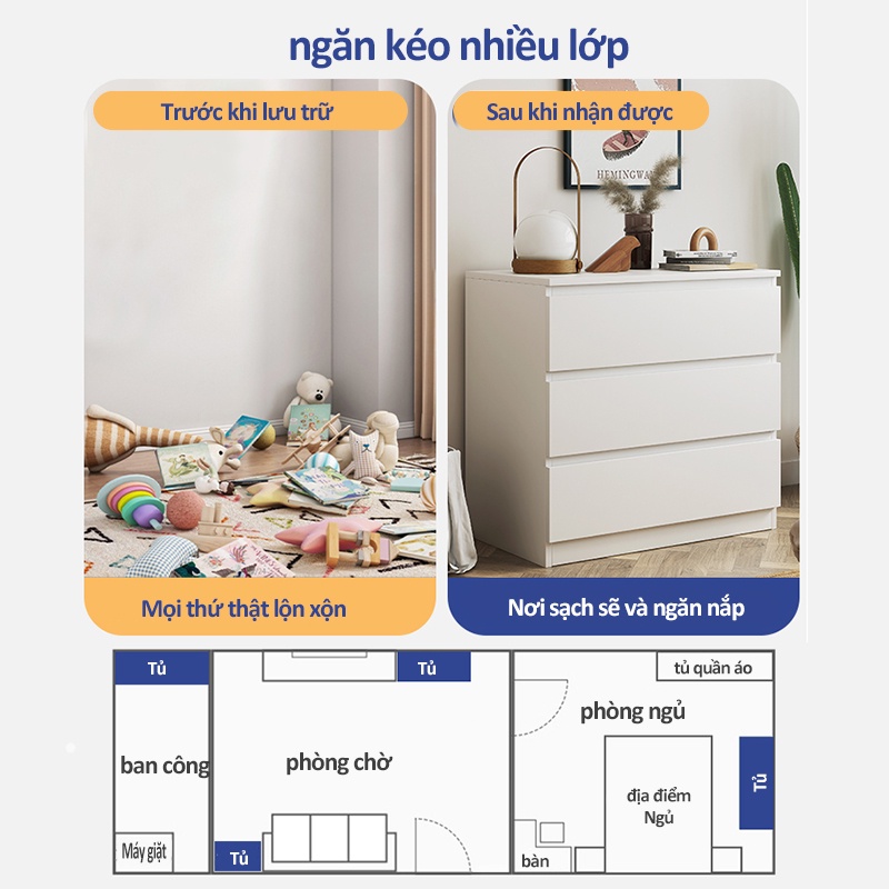 COCO Tủ gỗ đa năng tủ ngăn kéo gỗ tủ đa năng 3/4/5 ngăn kéo Tủ bảo quả