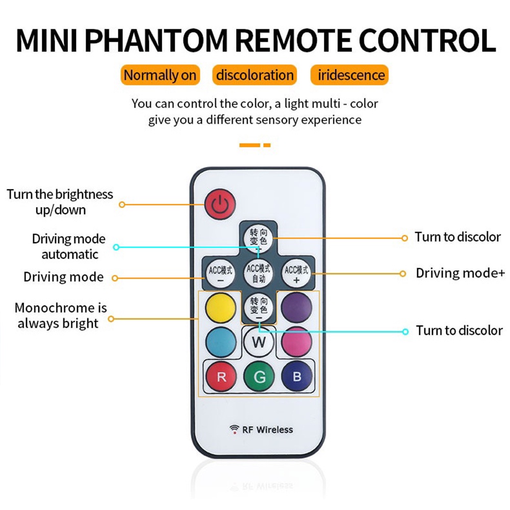Bộ LED mí Audi chạy đuổi REMOTE - nhiều màu sắc RGB - chỉ dùng điện xe máy, ô tô DC12v