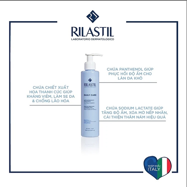 Sữa rửa mặt Rilastil Daily Care Cleansing làm sạch sâu, dịu nhẹ, cho mọi loại da 200ml