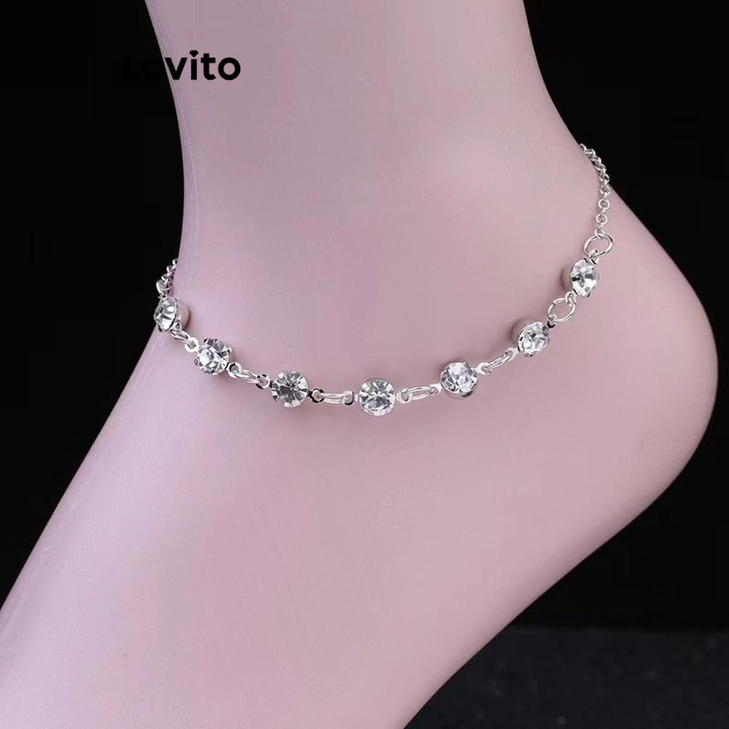 Lovito Vòng chân bằng kim cương giả thông thường dành cho nữ LFA07220 