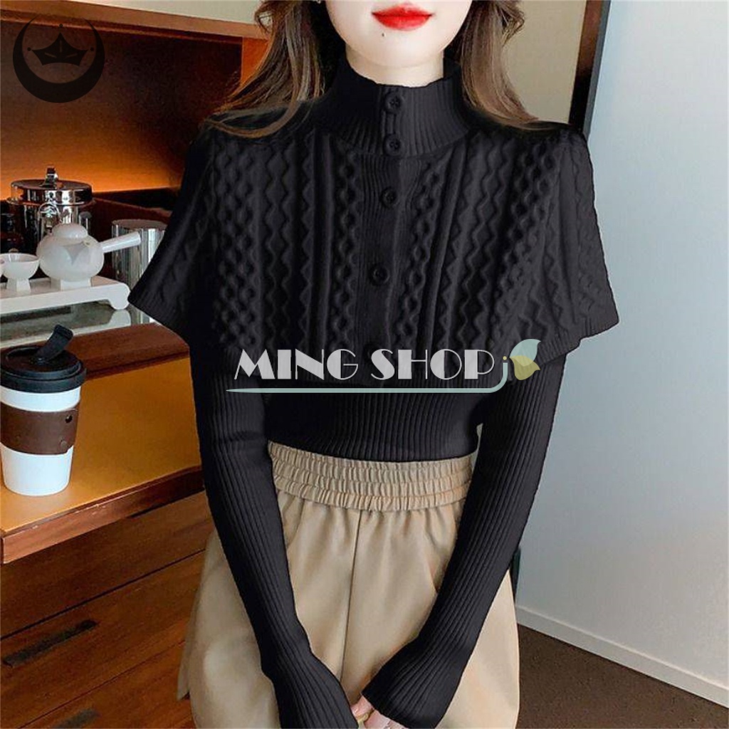 Áo Len Chui Đầu Dáng Rộng Cổ Chữ v Xoắn Thanh Lịch Và Áo Choàng Hai Mảnh Mùa Thu Đông Ấm Áp Giản Dị Dành Cho Bạn Nữ gdo