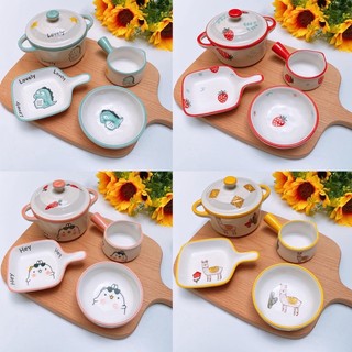 Bát ăn dặm, chén ăn dặm gốm sứ cao cấp hình hoạ tiết cho bé shopmevyvy