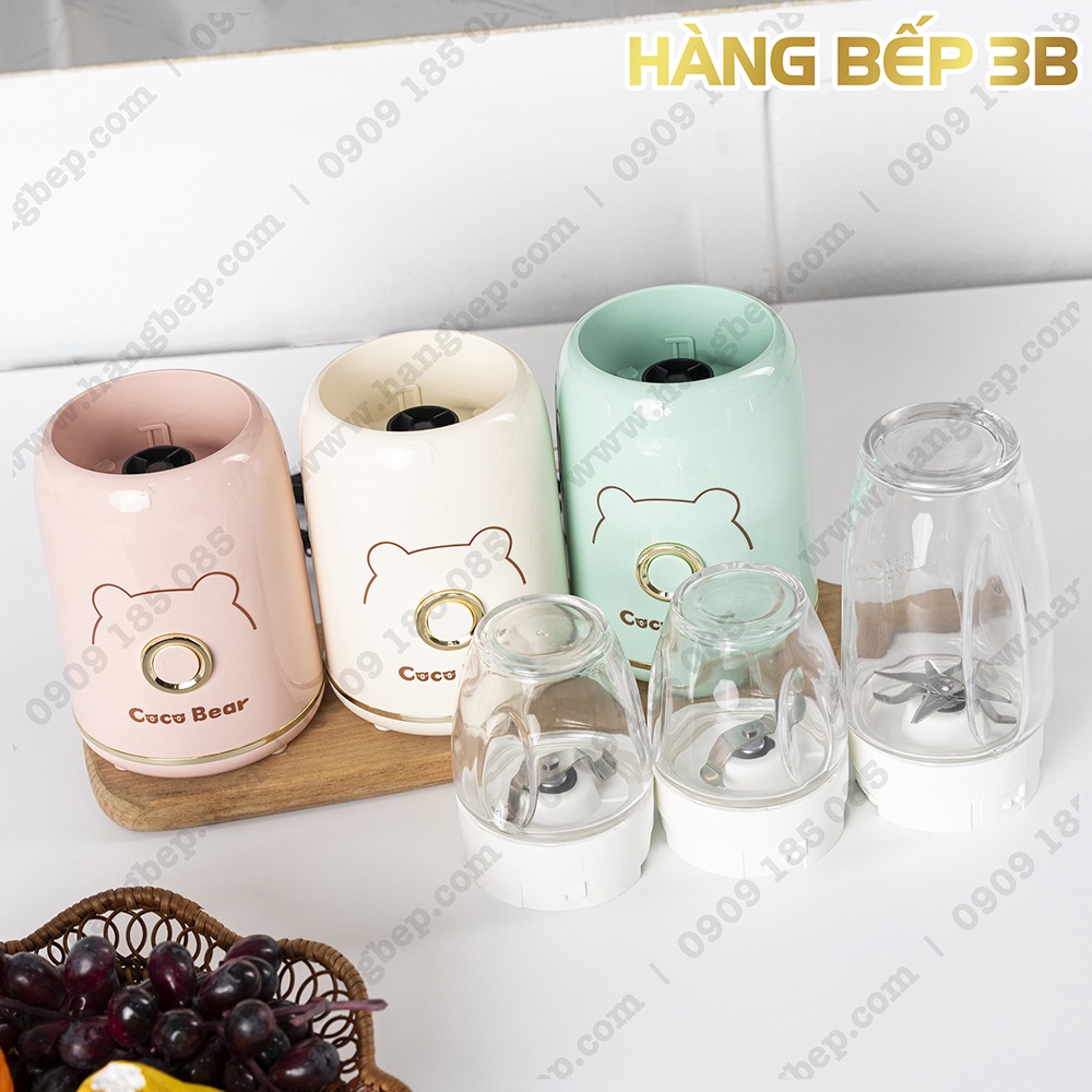 Máy xay đa năng Coco Bear HR-ZJ-01 gồm 3 cối thủy tinh - Màu kem/hồng/xanh