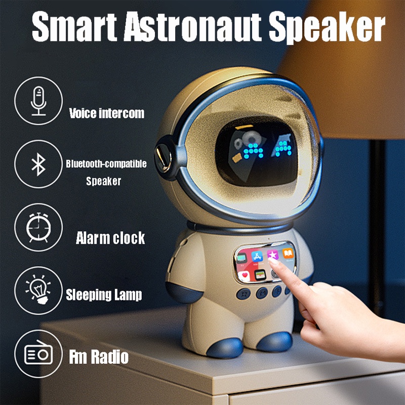 Loa bluetooth Kiêm Đồng Hồ Báo Thức Thông Minh Hình Phi Hành Gia Sáng Tạo