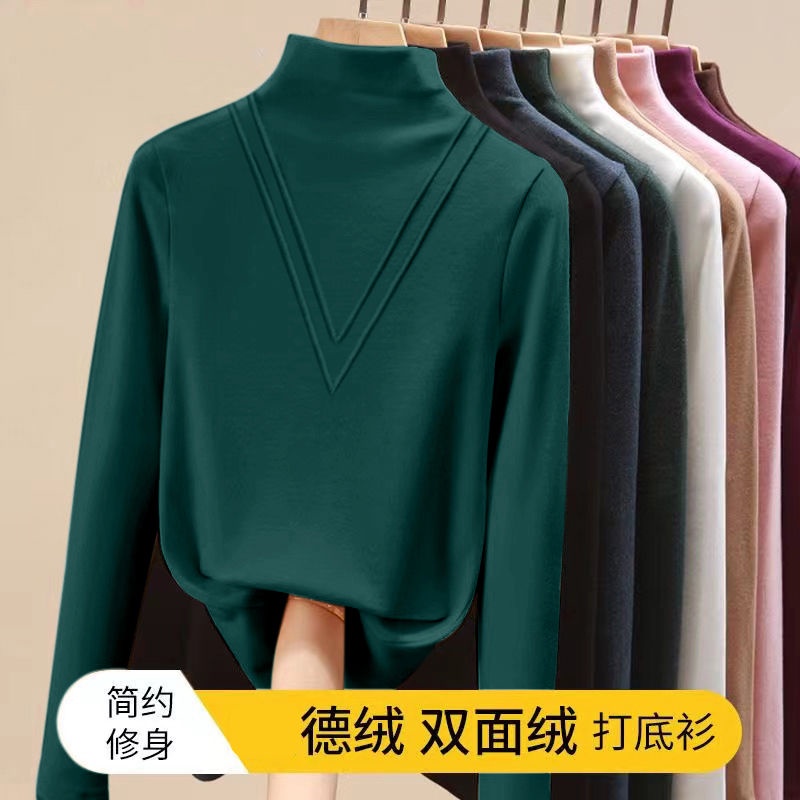 Áo Thun Nữ Tay Dài Cổ Cao Ôm Dáng Phong Cách Thời Trang Phương Tây
