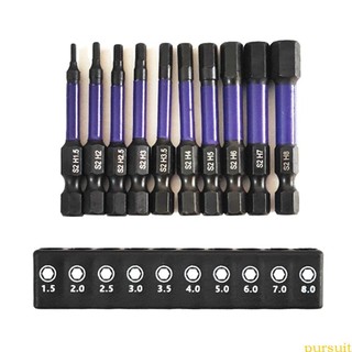 Bộ 10 đầu tua vít lục giác từ tính # 1 / 4