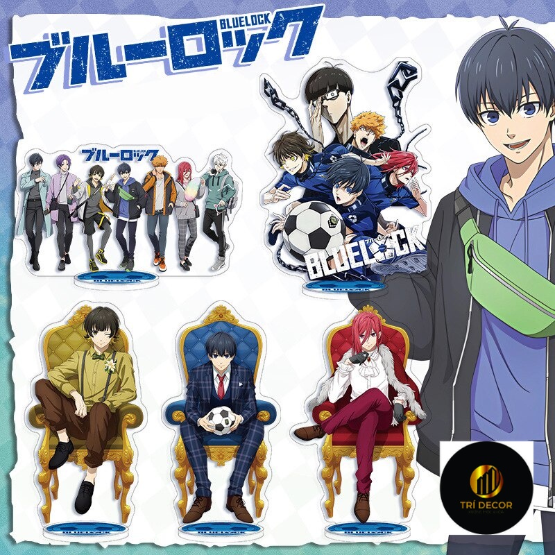 Mô hình Standee Football Anime Blue Lock Kira Ryosuke Isagi Yoichi Bachira Meguru Chigiri Hyoma để bàn tượng trong suốt