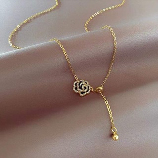 Dây Chuyền Mặt Nhẫn Hoa Hồng Đen Sang Trọng