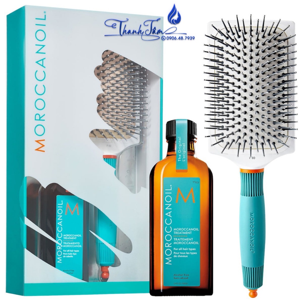 Set tinh dầu dưỡng tóc MOROCCANOIL TREATMENT 100ml + Brush Ceramic Mini Paddle