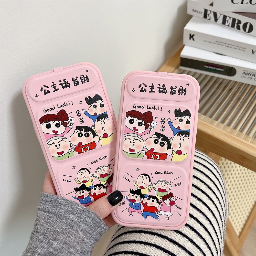 Ốp Điện Thoại Da Gập Gọn In Hình Cậu Bé Bút Chì shin chan Cho iphone 15 14 pro max 13 12promax
